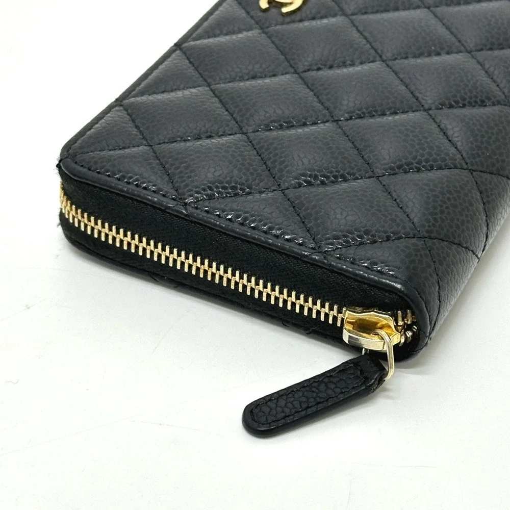 CHANEL Authentic Black Caviar Leather Logo Wallet - Picture 5 of 16